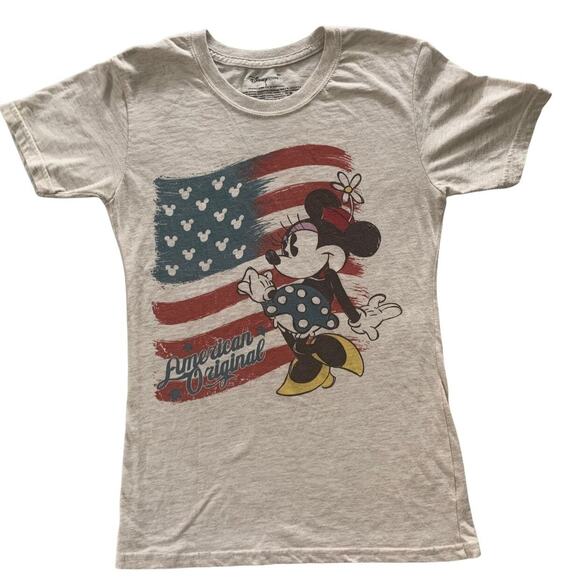 Vintage Disney Women's T-Shirt Tee Minnie Mouse Small USA Flag Patriotic Graphic - Picture 1 of 5